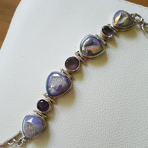 OOAK Amethyst lilac druzy silver Bracelet